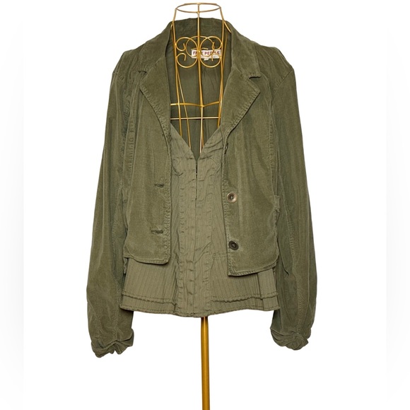 Free People Twofer Orly Cord Heritage Jacket with Pockets in Greyed Olive, XL - Picture 6 of 16